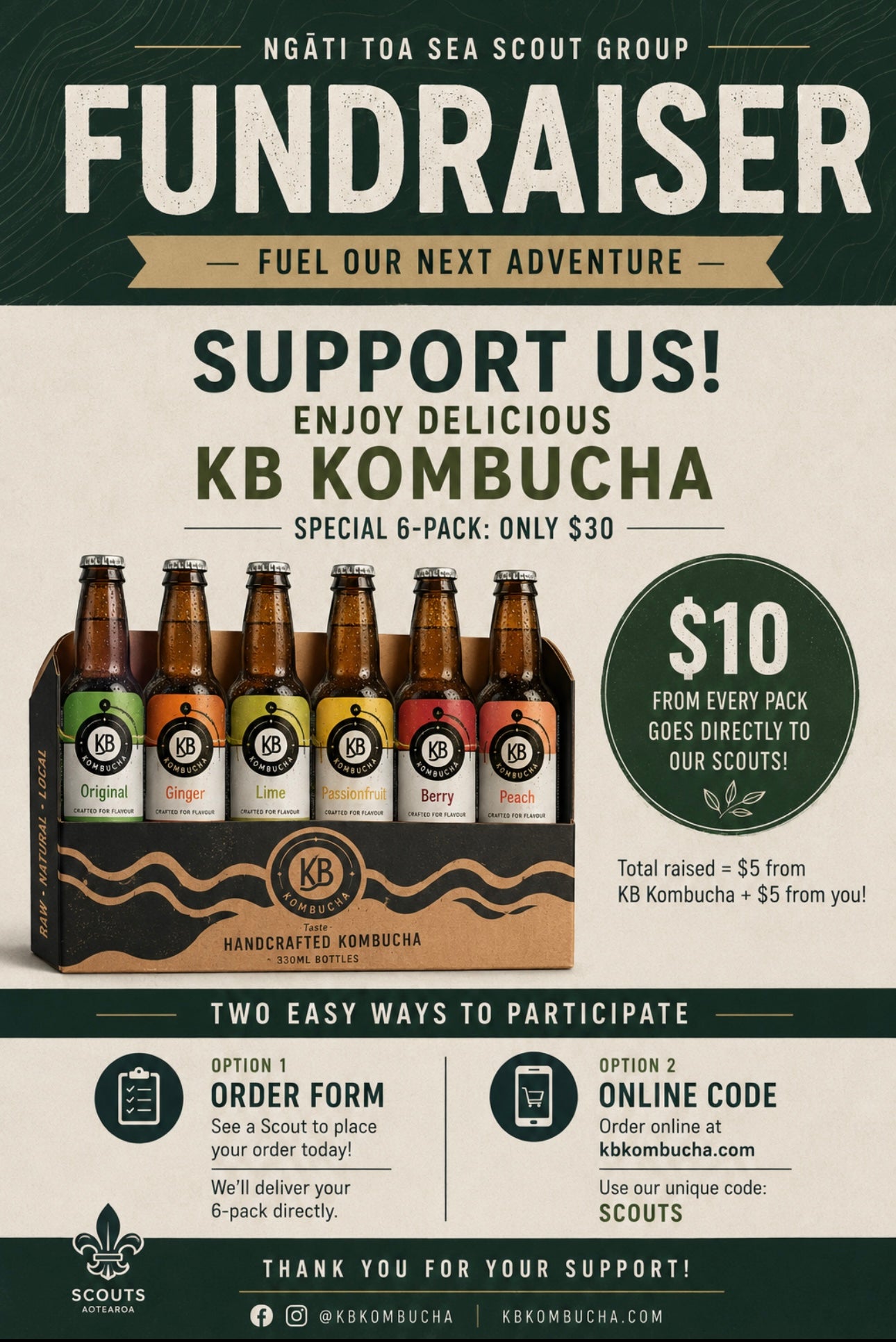 Scouts Kombucha Fundraising - 6 Pack